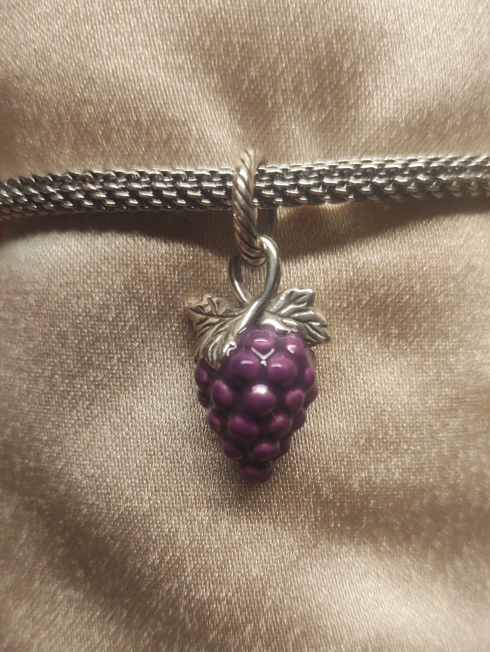 Brighton Grape Charm Silver & Purple Enamel Grape Bunch